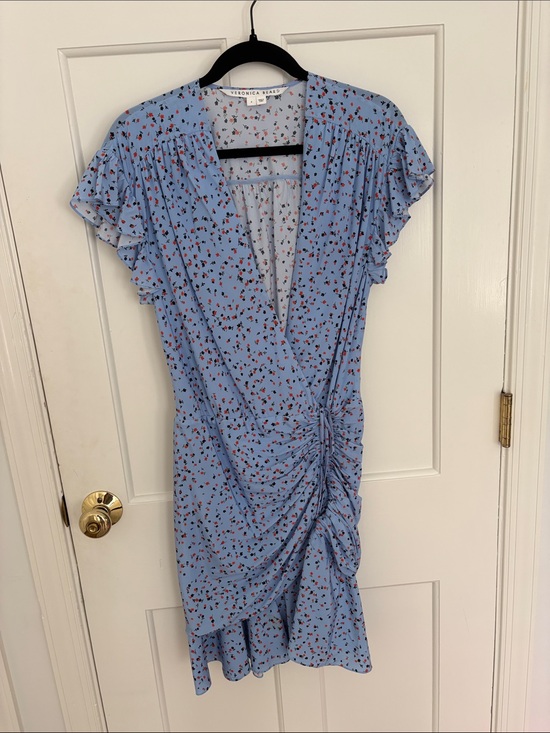 Veronica Beard Dresses & Skirts - Veronica Beard Light Blue Floral Wrap-Style Midi Dress